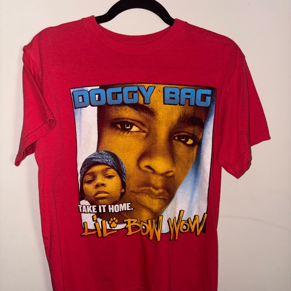 Red Graphic Tee with Lil Bow Wow Print